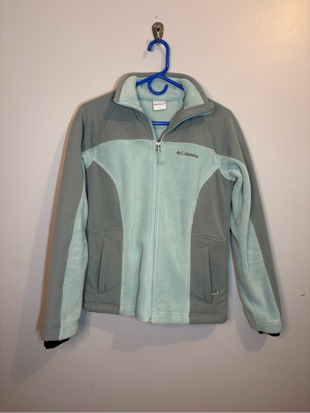 Columbia Light Blue Gray Fleece Jacket Full Zip Women's Medium Gorpcore Outdoors
